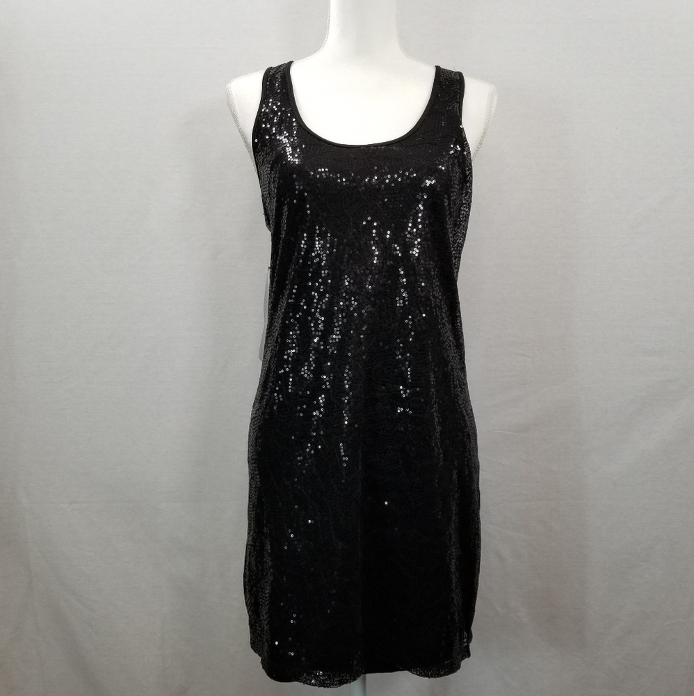 BEBE Women's Black Sequins Cocktail Dress Medium
